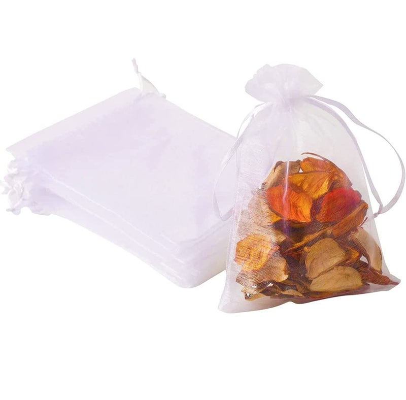 DMS RETAIL DMS RETAIL Plain White Net Tissue Transaprent Organza BagsOrganza Return Gift BagsDrawstring Pouches For Wedding Sheer Bags Pack Of 100 17X23 CMS - Image 1