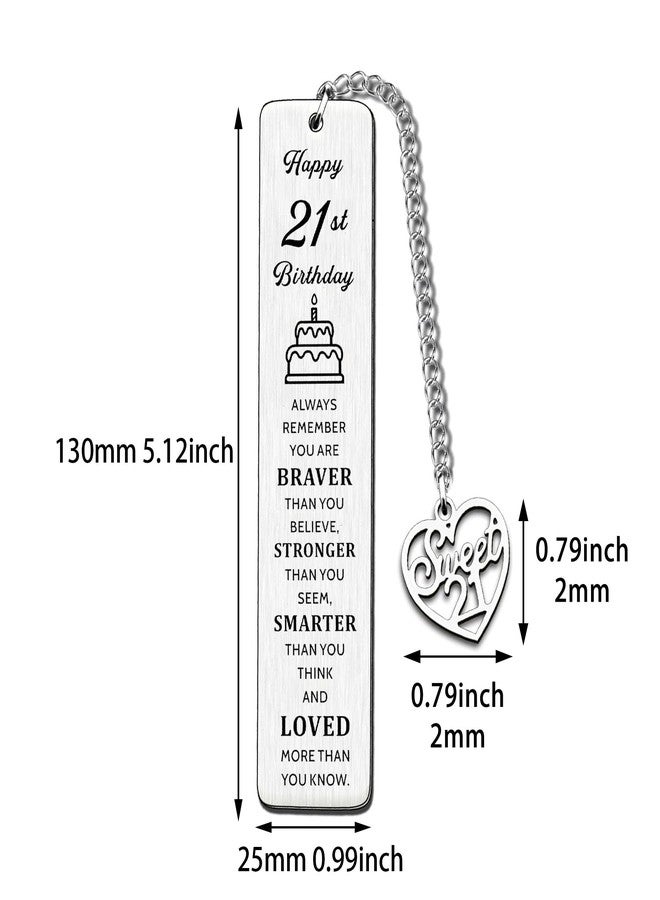 CGBOOM Inspirational Bookmark Happy 21st Birthday Keepsake Gifts for Her Him, Silver - Image 2