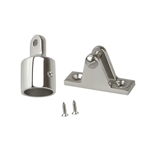 Douzime 1 Inch Bimini Top Eye End Tube Slide Cap + Boat Deck Hinge Mount Marine Hardware 316 Stainless Steel W/Screws - Image 4