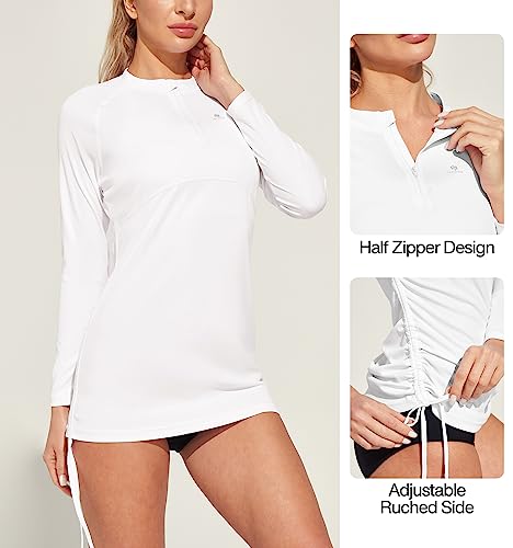 Heathyoga Rash Guard for Women UPF 50+ UV Sun Protection Swim Shirt for Woman Long Sleeve Swimsuits Bathing Suit Tops White - Image 4