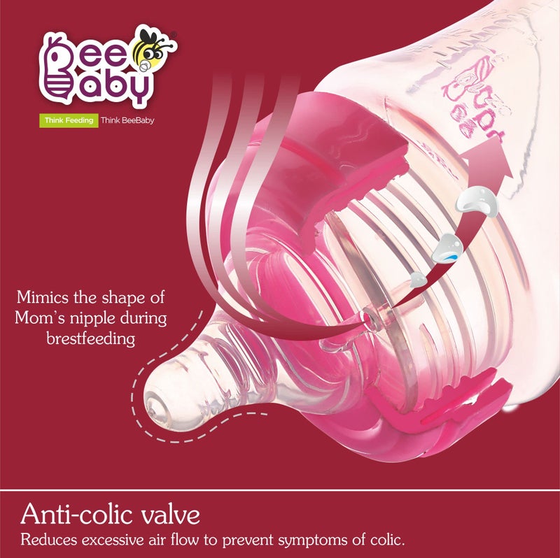 BeeBaby Ease Wide Neck Baby Feeding Bottle with Anti-Colic Soft Silicone Nipple. 100% BPA Free (Pink, 150 ml) - Image 5