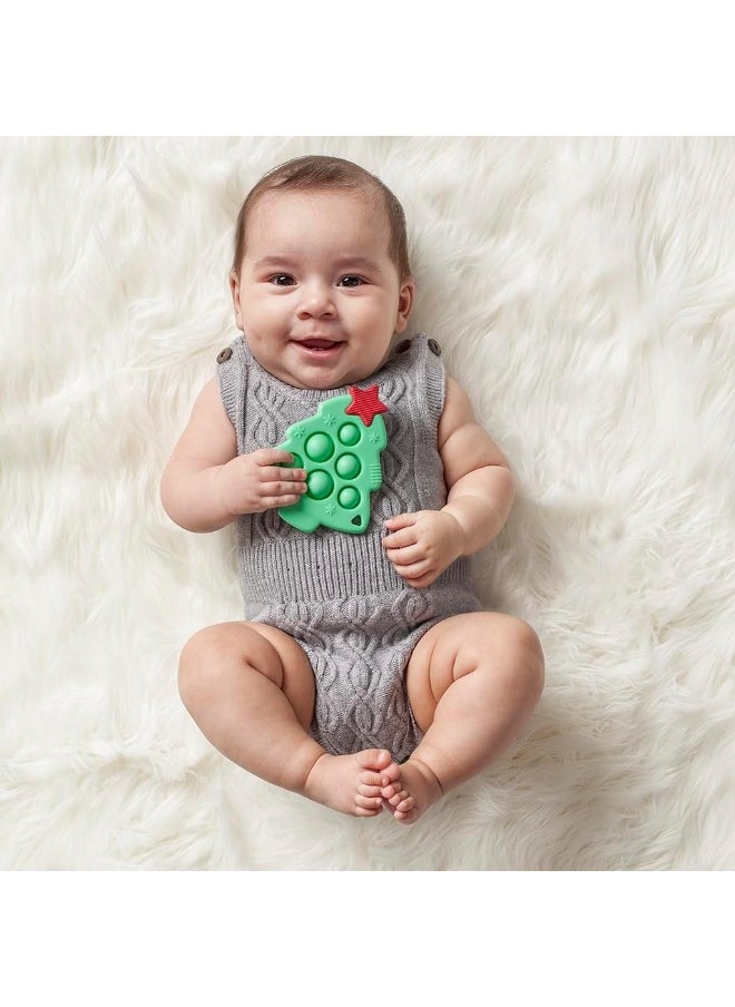 Itzy Ritzy - Itzy Ritzy Sensory Popper Toy - Itzy Pop Toy Features Raised Textures to Soothe Sore Gums; Relieves Stress and Improves Fine Motor Skills; Can Attach to a Bag or Pacifier Strap; Christmas Tree - Image 1