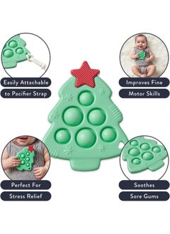 Itzy Ritzy Itzy Ritzy Sensory Popper Toy - Itzy Pop Toy Features Raised Textures to Soothe Sore Gums; Relieves Stress and Improves Fine Motor Skills; Can Attach to a Bag or Pacifier Strap; Christmas Tree  - Image 3