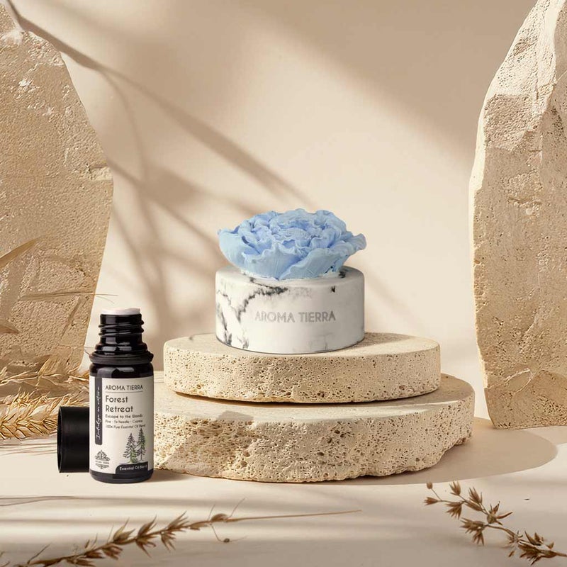 Aroma Tierra Cera Flora Blue Flower Ceramic Essential Oil Diffuser - Non-Electric Passive Aromatherapy Diffuser - For Home, Office, Wardrobe, Bathroom - Image 2