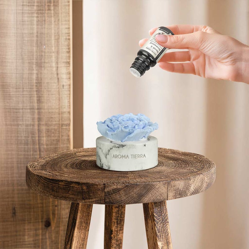 Aroma Tierra Cera Flora Blue Flower Ceramic Essential Oil Diffuser - Non-Electric Passive Aromatherapy Diffuser - For Home, Office, Wardrobe, Bathroom - Image 4