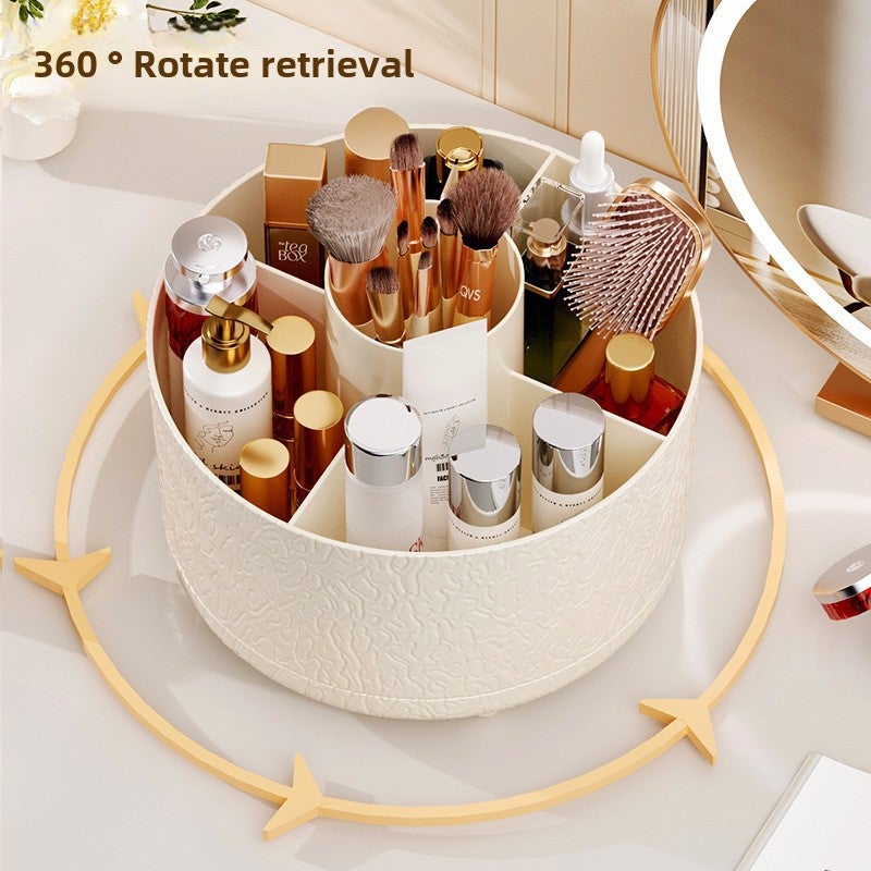 Glacier Pattern Pen Holder Desktop Rotating Storage Box Light Luxury Advanced Sense Plastic Storage Rack Cosmetic Brush Storage Integrated Cabinet(Cosmetic storage cabinet elegant rice [rotating pen container]]) - Image 5
