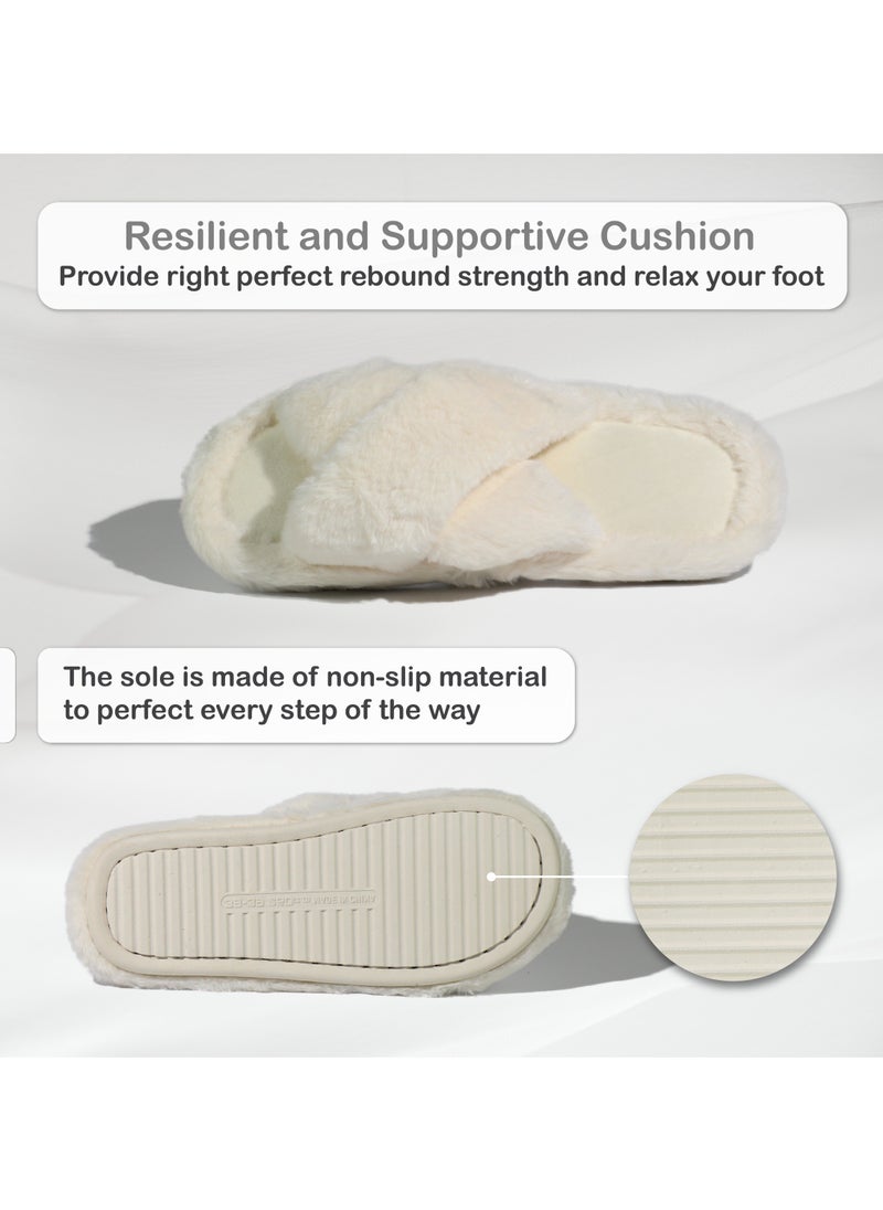 Mon Ami Women's Home Slippers | Memory Foam, Fuzzy, Soft and Warm Cozy Open Toe Fluffy Home Shoes | Non Slip Slippers for Women and Girls  - Image 5