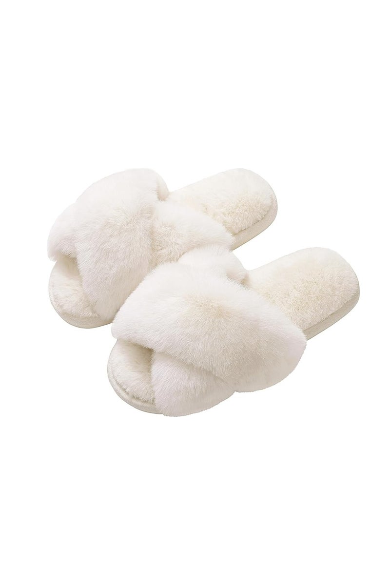 Mon Ami Women's Home Slippers | Memory Foam, Fuzzy, Soft and Warm Cozy Open Toe Fluffy Home Shoes | Non Slip Slippers for Women and Girls - Image 1