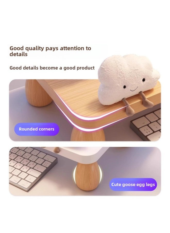 Generic - Desktop Computer Elevated Rack Monitor Elevated Rack Desktop Keyboard Bracket Display Screen Pad Base Desktop Stand-Color:Cloud-shaped Black Walnut Goose Egg Legs - Image 1