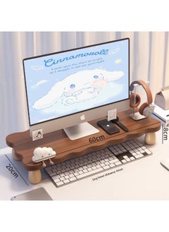 Desktop Computer Elevated Rack Monitor Elevated Rack Desktop Keyboard Bracket Display Screen Pad Base Desktop Stand-Color:Cloud-shaped Black Walnut Goose Egg Legs