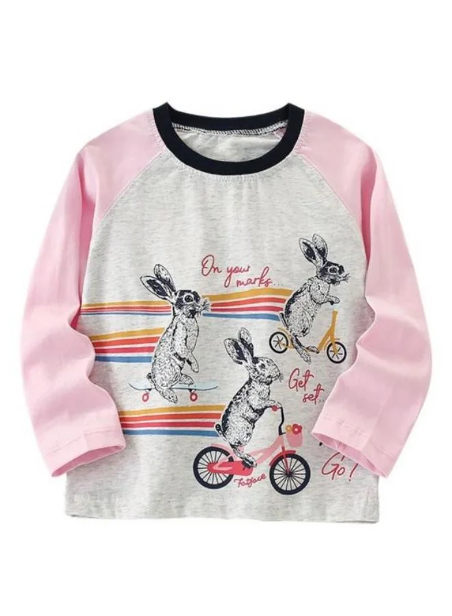 YUNIQEE White Printed Long Sleeve Crew Neck T-Shirt
