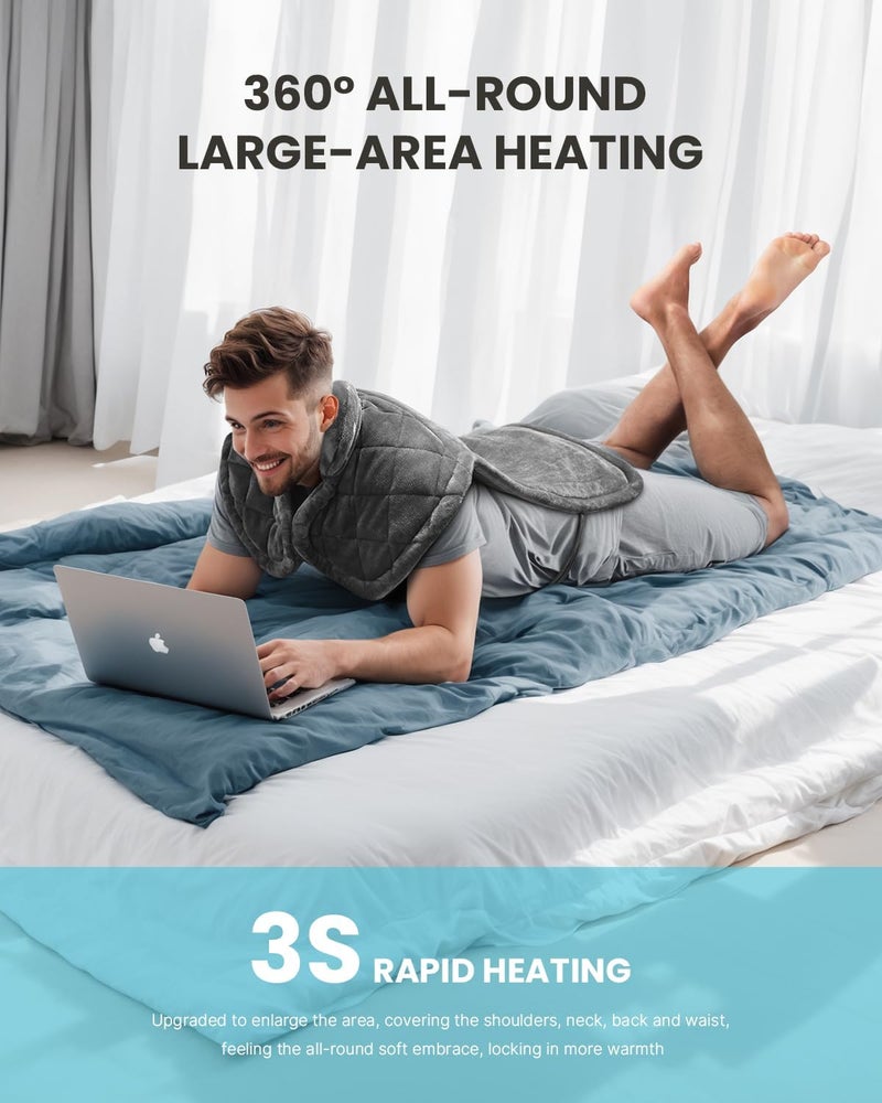 iDOO Electric Weighted Heating Pad for Back, Neck & Shoulders | 6 Heat Levels, 3 Timers, FSA Eligible Items, Birthday Gift for Men & Women, 24 x 33-inches - Image 3
