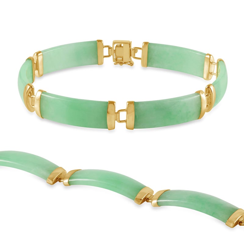 Belacqua Natural Green Jade Link Bracelet in 14K Gold over Sterling Silver, 7.5 Inches Length, Fashion Jewelry for Women, Gift Box Included - Image 4