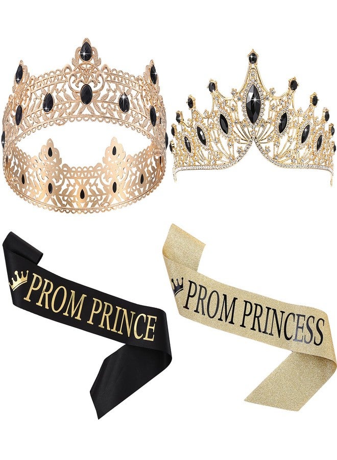 Saintrygo Prom Prince Princess Crown Set with Sashes 80s Prom Party Favors for Graduation Wedding Cosplay Halloween Costume(Retro Style) - Image 1