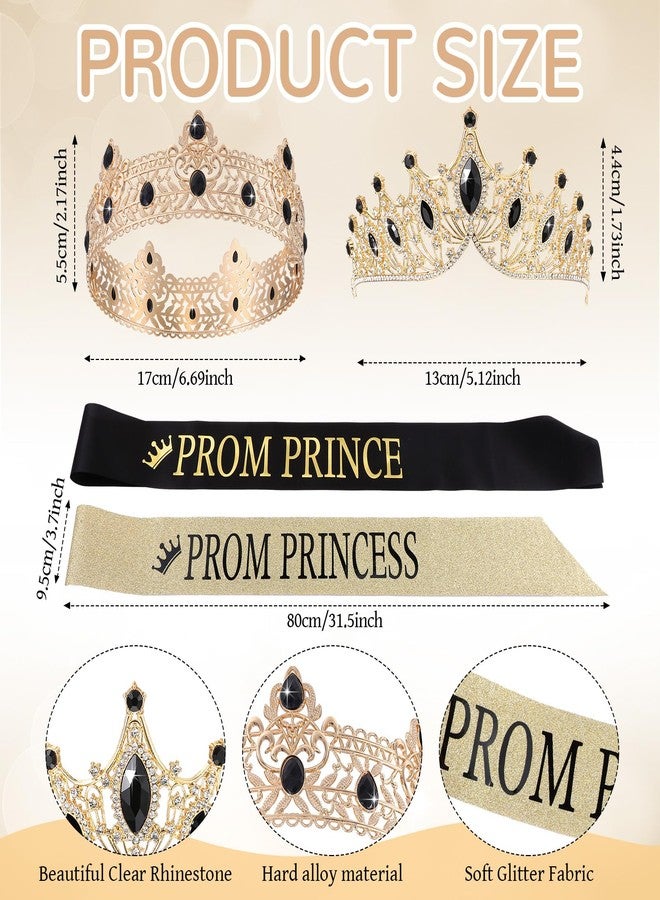 Saintrygo Prom Prince Princess Crown Set with Sashes 80s Prom Party Favors for Graduation Wedding Cosplay Halloween Costume(Retro Style) - Image 2