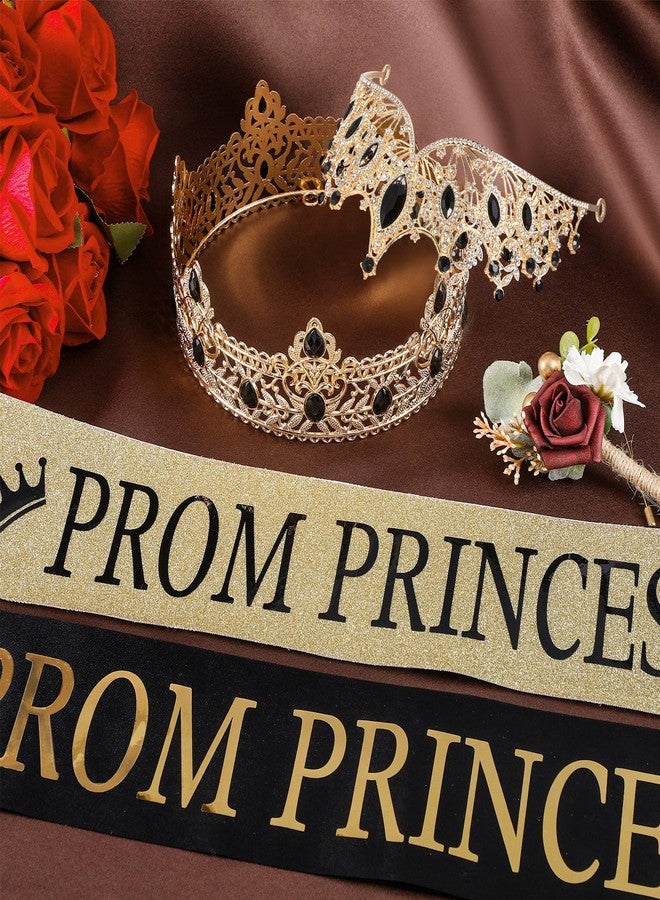 Saintrygo Prom Prince Princess Crown Set with Sashes 80s Prom Party Favors for Graduation Wedding Cosplay Halloween Costume(Retro Style) - Image 3
