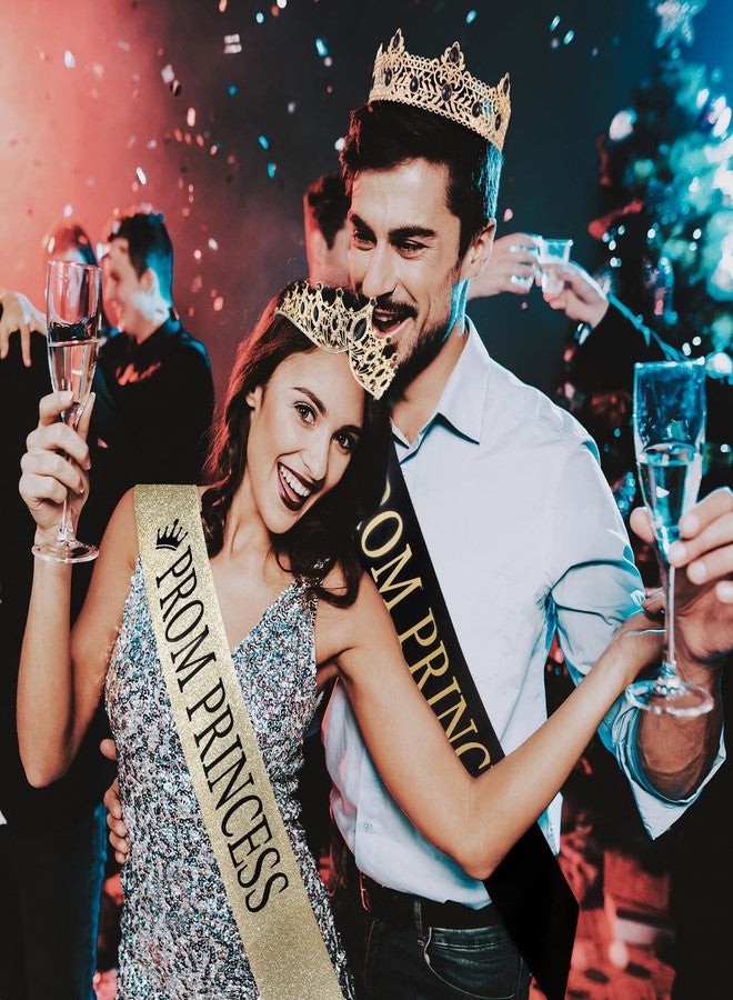 Saintrygo Prom Prince Princess Crown Set with Sashes 80s Prom Party Favors for Graduation Wedding Cosplay Halloween Costume(Retro Style) - Image 5