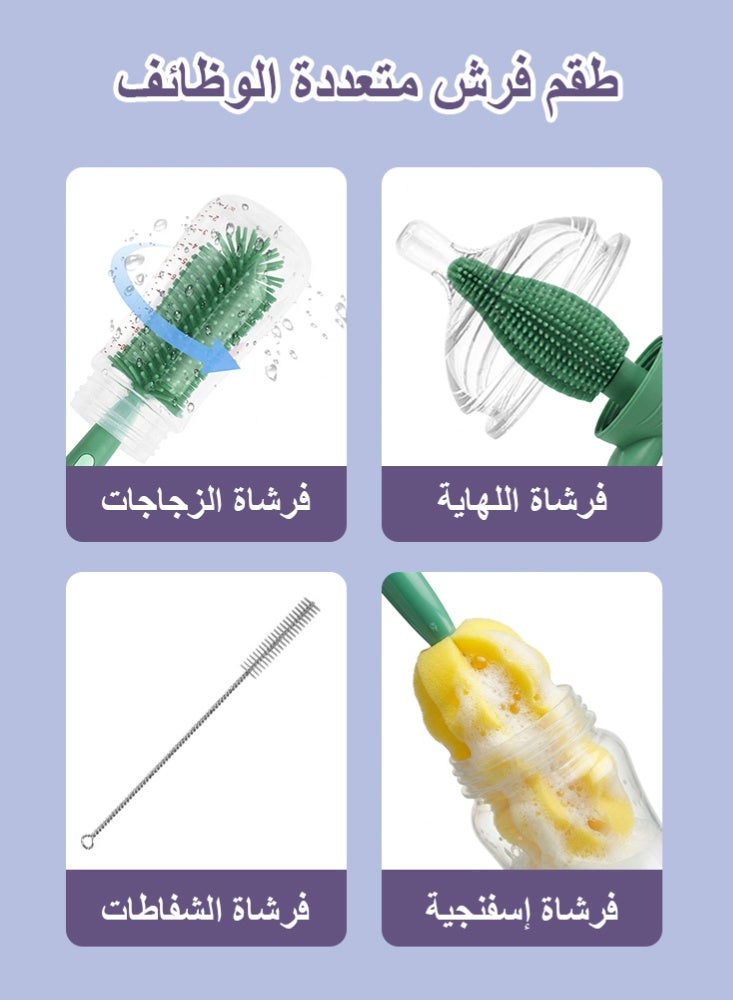 BBMORE 4-in-1 Silicone Baby Bottle Brush and Replace Sponge Brush Head with Stand – Bottle Cleaning Brushes Straw Brush Set BPA-Free Cleaning Kit for Bottles, Nipples , Cups and Straws, Green - Image 2