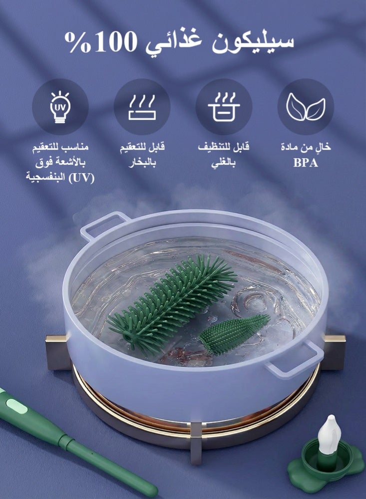 BBMORE 4-in-1 Silicone Baby Bottle Brush and Replace Sponge Brush Head with Stand – Bottle Cleaning Brushes Straw Brush Set BPA-Free Cleaning Kit for Bottles, Nipples , Cups and Straws, Green - Image 5