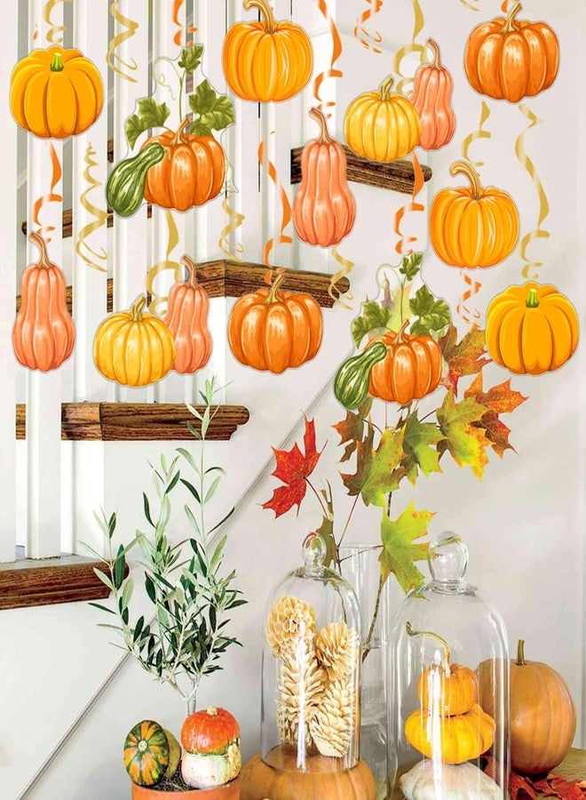 Kinyanco 30Pcs Fall Pumpkin Hanging Swirl Decorations No DIY Thanksgiving Pumpkin Ceiling Streamers Fall Pumpkin Decor for Autumn Harvest Party Baby Shower Home School Office Decorations Supplies - Image 5