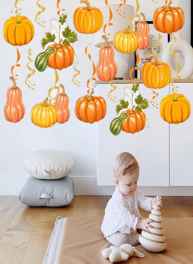 Kinyanco 30Pcs Fall Pumpkin Hanging Swirl Decorations No DIY Thanksgiving Pumpkin Ceiling Streamers Fall Pumpkin Decor for Autumn Harvest Party Baby Shower Home School Office Decorations Supplies - Image 4