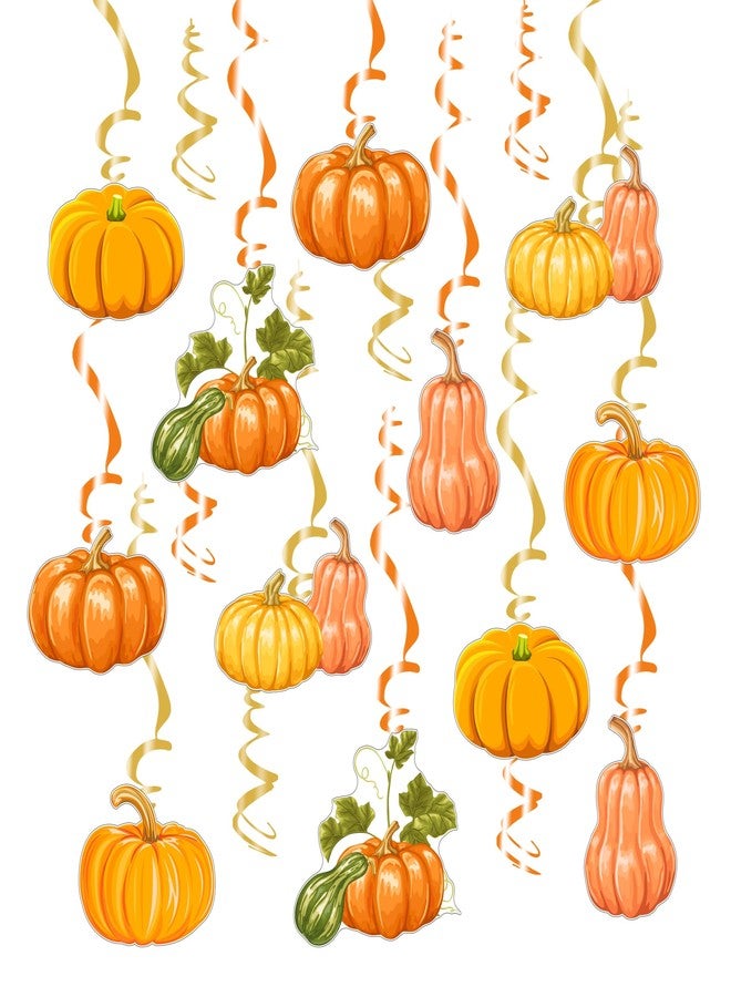 Kinyanco 30Pcs Fall Pumpkin Hanging Swirl Decorations No DIY Thanksgiving Pumpkin Ceiling Streamers Fall Pumpkin Decor for Autumn Harvest Party Baby Shower Home School Office Decorations Supplies - Image 1