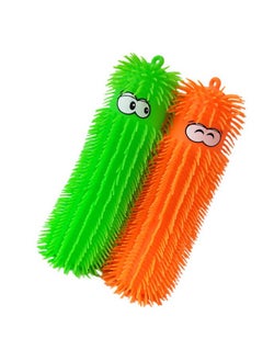 2Pcs Puffer Worms Flashing Puffer Balls Soft Hairy Air Filled Led Light Up Sensory Toy Party Favors For Kids (Random Color)