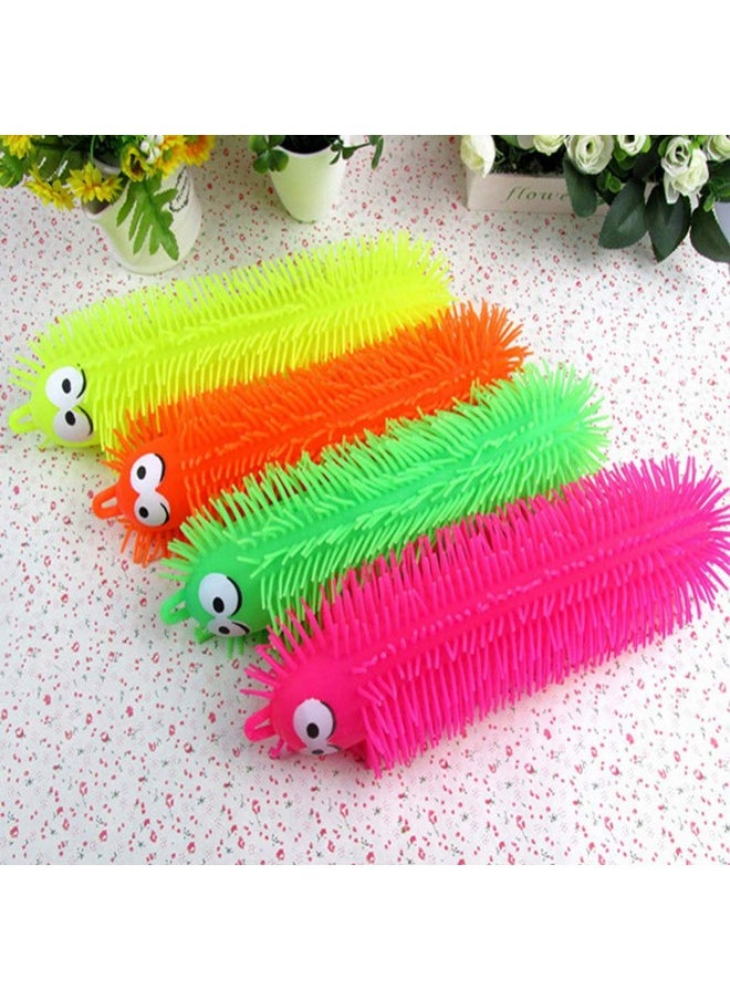TOYANDONA - 2Pcs Puffer Worms Flashing Puffer Balls Soft Hairy Air Filled Led Light Up Sensory Toy Party Favors For Kids (Random Color) - Image 1