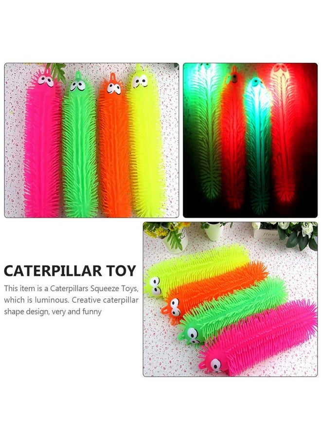 TOYANDONA - 2Pcs Puffer Worms Flashing Puffer Balls Soft Hairy Air Filled Led Light Up Sensory Toy Party Favors For Kids (Random Color) - Image 1