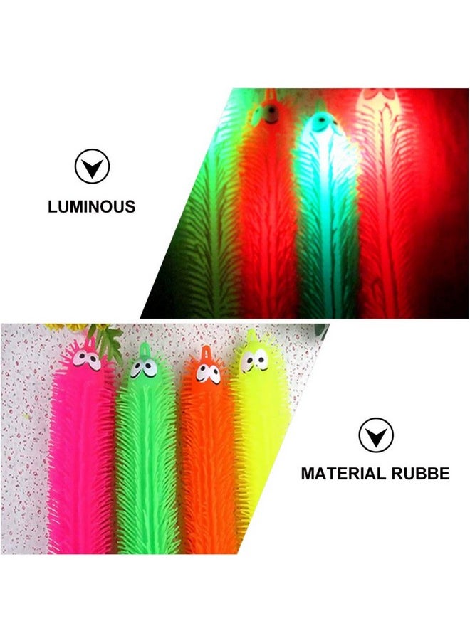 TOYANDONA - 2Pcs Puffer Worms Flashing Puffer Balls Soft Hairy Air Filled Led Light Up Sensory Toy Party Favors For Kids (Random Color) - Image 1