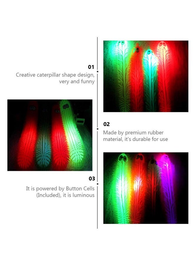 TOYANDONA - 2Pcs Puffer Worms Flashing Puffer Balls Soft Hairy Air Filled Led Light Up Sensory Toy Party Favors For Kids (Random Color) - Image 1