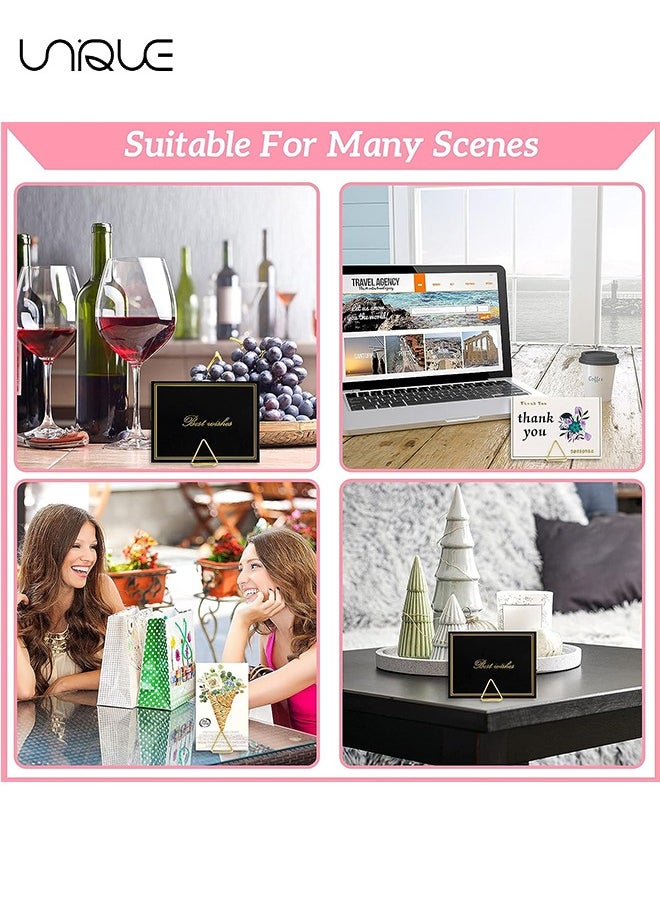 Unique 24 Pack Triangle Business Card Holder, Triangle Shape Table Card Holders Photo Holder Pictures Stand Clips for Place Cards Weddings Anniversary Party Office Desk Name, Gold  - Image 5