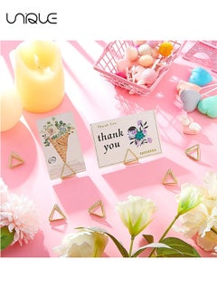 Unique 24 Pack Triangle Business Card Holder, Triangle Shape Table Card Holders Photo Holder Pictures Stand Clips for Place Cards Weddings Anniversary Party Office Desk Name, Gold  - Image 4