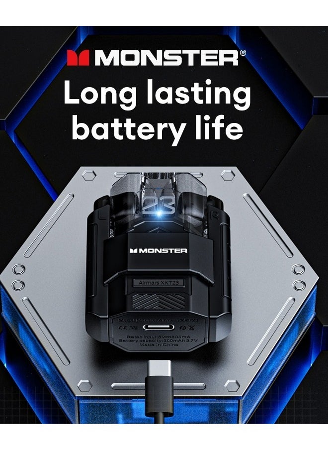 Monster - Monster XKT23 wireless bluetooth headphones Mecha style Design Metal Material Gamer Headset Waterproof Noise Reduction With Microphone Black - Image 1