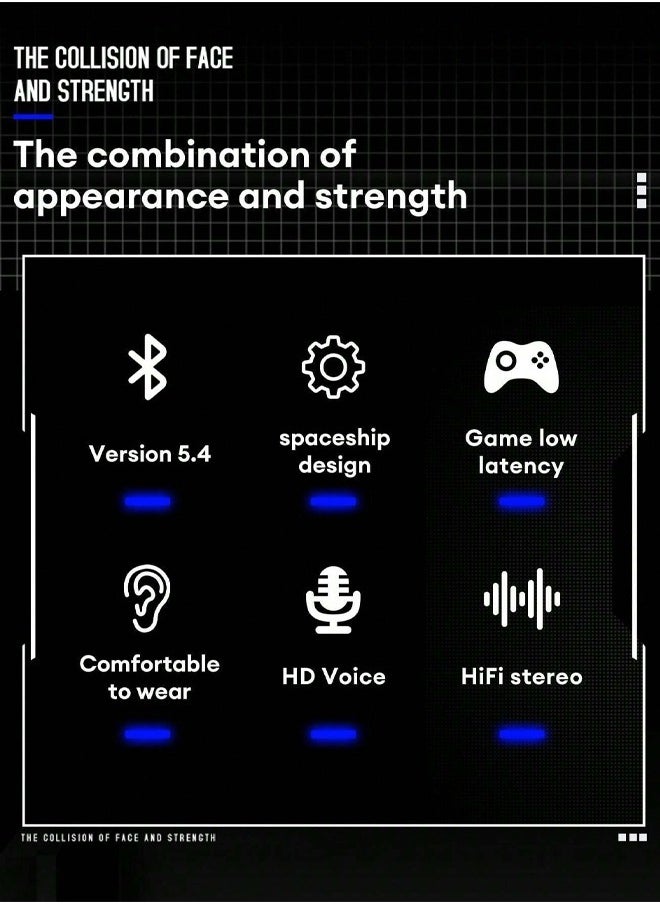 Monster - Monster XKT23 wireless bluetooth headphones Mecha style Design Metal Material Gamer Headset Waterproof Noise Reduction With Microphone Black - Image 1
