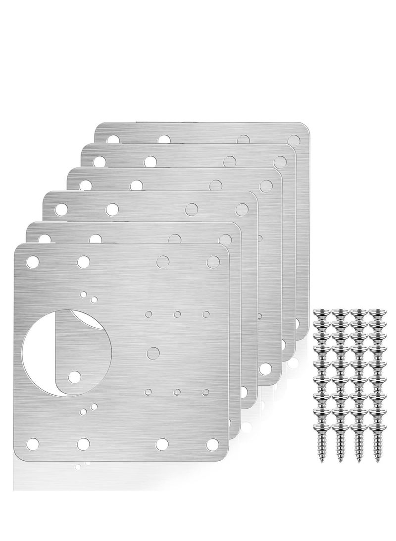 أم جي زي 6 قطع من ألواح إصلاح مفصلات الخزانة، مجموعة حوامل إصلاح المفصلات المصنوعة من الفولاذ المقاوم للصدأ مع مسامير التثبيت، لوح إصلاح المفصلات، ألواح تثبيت إصلاح مفصلات الخزانة لباب خزانة المطبخ - Image 1