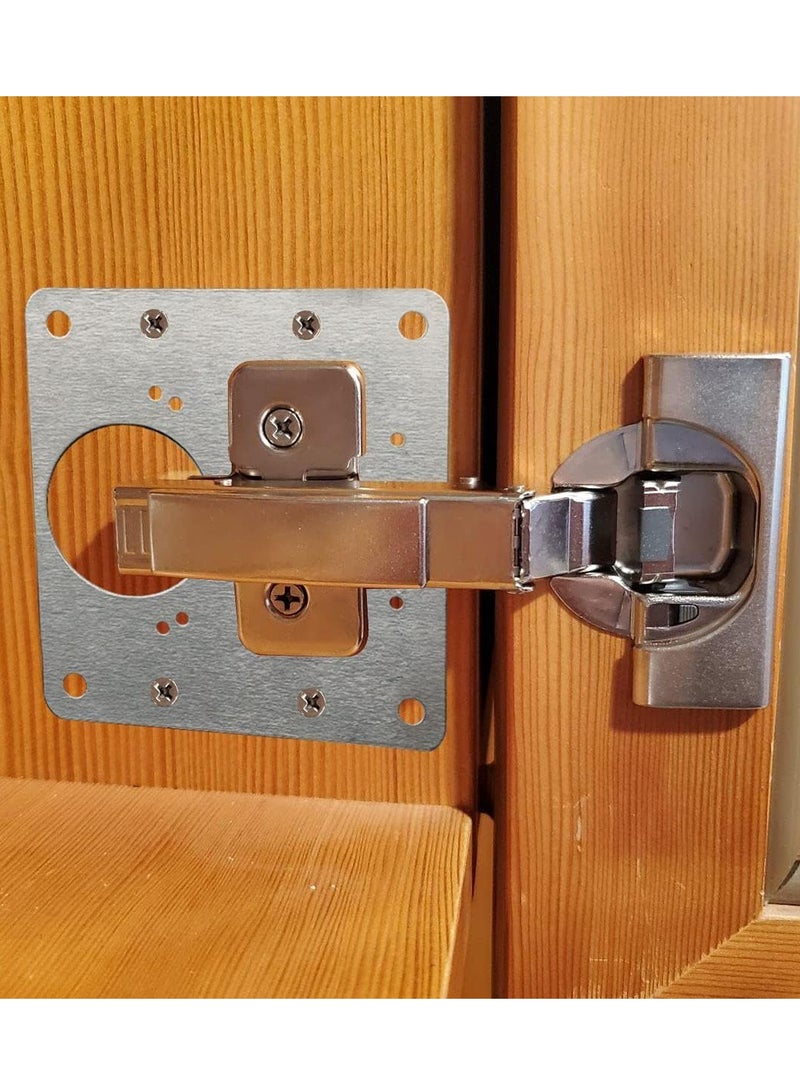 أم جي زي 6 قطع من ألواح إصلاح مفصلات الخزانة، مجموعة حوامل إصلاح المفصلات المصنوعة من الفولاذ المقاوم للصدأ مع مسامير التثبيت، لوح إصلاح المفصلات، ألواح تثبيت إصلاح مفصلات الخزانة لباب خزانة المطبخ - Image 3