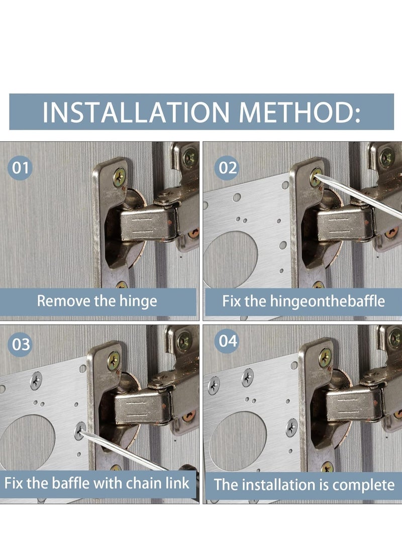 أم جي زي 6 قطع من ألواح إصلاح مفصلات الخزانة، مجموعة حوامل إصلاح المفصلات المصنوعة من الفولاذ المقاوم للصدأ مع مسامير التثبيت، لوح إصلاح المفصلات، ألواح تثبيت إصلاح مفصلات الخزانة لباب خزانة المطبخ - Image 4