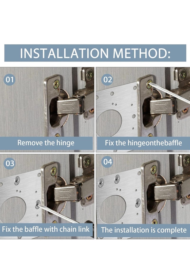 MJZ 6PCS Cabinet Hinge Repair Plate, Stainless Steel Hinge Repair Brackets Kit with Fixing Screws, Hinge Repair Board, Cabinet Hinge Repair Fixing Plates for Kitchen Cupboard Door - Image 3