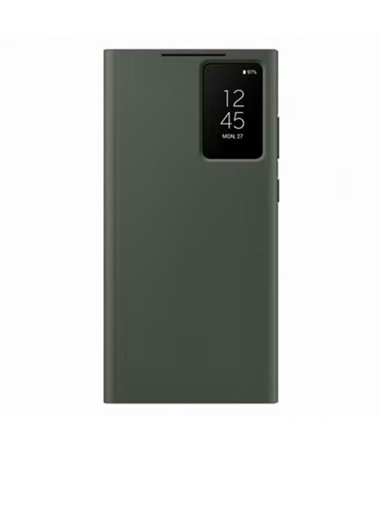 Generic Galaxy S23 Ultra Smart View Wallet Case Green  - Image 1