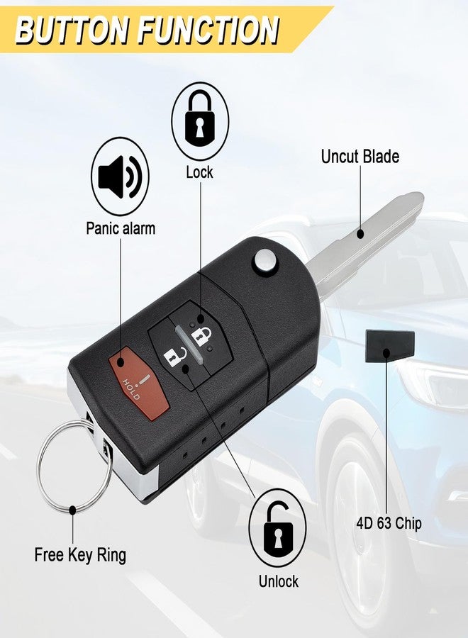 Vurkcy Key Fob Replacement for Mazda 5 2 CX-7 CX-9 BGBX1T478SKE125-01 - Image 3