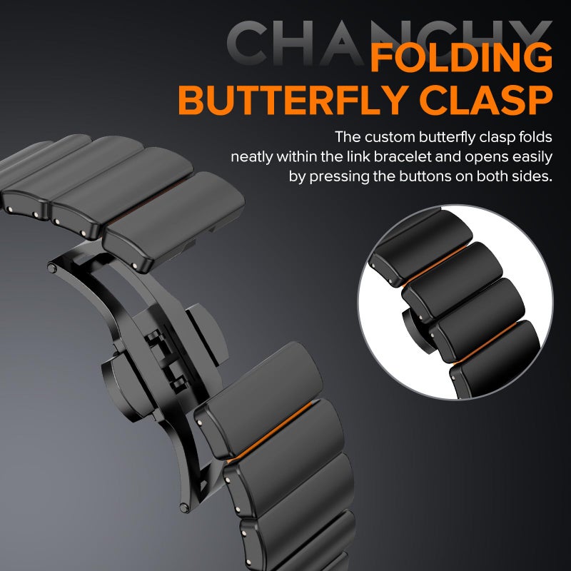 CHANCHY Titanium Band Compatible with Apple Watch Ultra 3/2/1 Band 49mm 46mm 45mm 44mm 42mm, Luxury Band Titanium Silicone Dual-Layer Link for Men iWatch Series 11 10 9 8 7 6 5 4 SE - Image 3