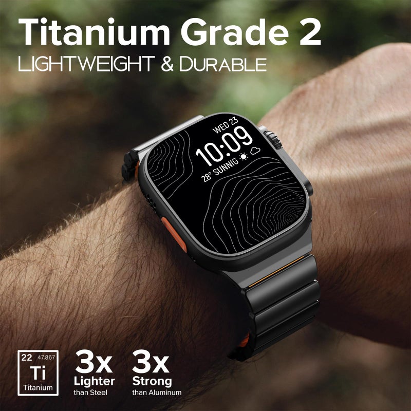 CHANCHY Titanium Band Compatible with Apple Watch Ultra 3/2/1 Band 49mm 46mm 45mm 44mm 42mm, Luxury Band Titanium Silicone Dual-Layer Link for Men iWatch Series 11 10 9 8 7 6 5 4 SE - Image 4
