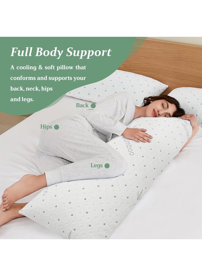 Dreamood Body Pillow Firmer 3200g 100% Shredded Memory Foam Body Pillows for Adults Side Sleeper Pregnancy Full Body Pillow 20x54 inch Adjustable with Washable Viscose Made from Bamboo Cover - Image 2
