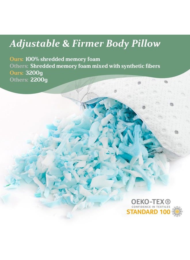 Dreamood Body Pillow Firmer 3200g 100% Shredded Memory Foam Body Pillows for Adults Side Sleeper Pregnancy Full Body Pillow 20x54 inch Adjustable with Washable Viscose Made from Bamboo Cover - Image 3