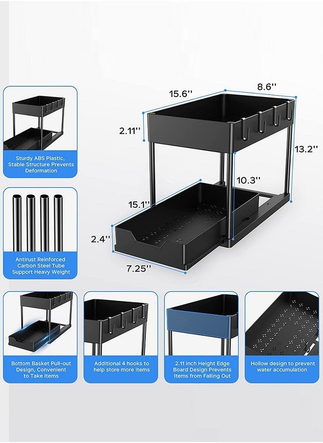 Under Sliding Cabinet Basket Organizer 2 Tier Storage Under Cabinet Bathroom Under Sink Organizers Storage Black Under Sink Storage Multi Purpose Storage Shelf for Kitchen Office - pzsku/Z0653DF2587AC8810023EZ/45/_/1695043784/a497fa64-0927-4e97-bab8-03d4ddacf9a8