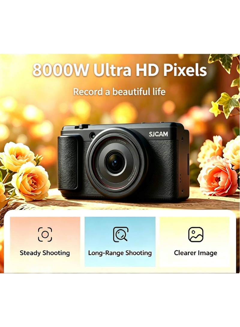 أس جي كام (منتج جديد) كاميرا SJCAM ZV200 رقمية للفلوغ، زوم رقمي 16 مرة، مضاد اهتزاز ذكي، كاميرا محمولة للتصوير الشوارعي والسفر - Image 2