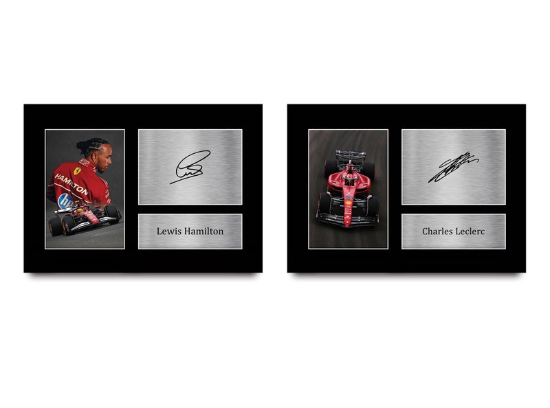 Home Trove Alayra Framed Hamilton & Leclerc Gifts Printed Signed Autograph Picture for F1 Formula 1 Racing Fans - A4 - Image 1