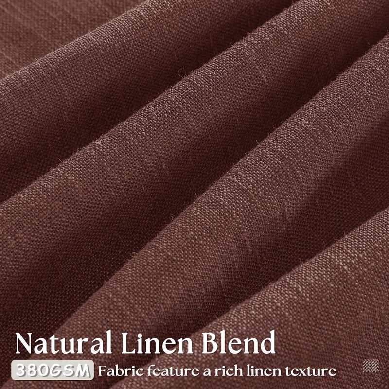 TWODRAPES Maroon Pinch Pleated Linen Curtains 108 Inches Long for Living Room 2 Panels Set Flax Double Pleated Drapes Back Tab Farmhouse Ceiling Floor 108 Inch Window Curtains Bedroom Chestnut Reddish Brown - Image 3