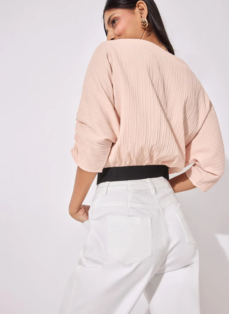 The Label Life Boat Neck Ribbed Top